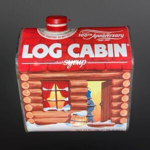 Vintage 100th Anniversary Log Cabin Syrup Original Tin 1887-1987